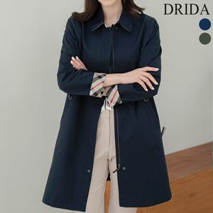 드리다 여자 봄 가을 체크 카라 빅사이즈 싱글 코트 자켓 아우터 40-50대 중년여성 하객 출근 상견례 선물