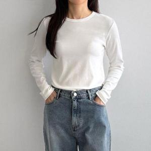 [유야]국산 워싱 면 모달 스판 무지 라운드 슬림핏 긴팔 티셔츠 기본티 이너티 -TS0875H- 여성 가을
