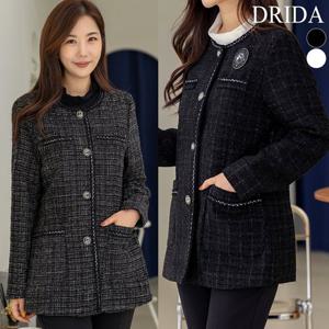 엄마옷 드리다 여자 봄 가을 라운드 빅사이즈 트위드 고급 자켓 50-60대 중년여성 하객 상견례 모임 출근