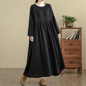 [쿠잉]빅사이즈 플러스사이즈 블랙 긴팔 롱 원피스