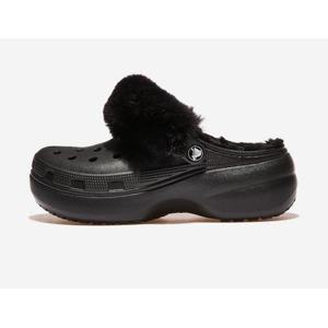 갤러리아_[CROCS] 클래식 플랫폼 퍼즈 라인드 클로그 CRS212854 BLACK