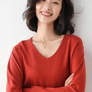 [셀러허브_여성트랜드패션]Rly 여자 컬러 니트 코디 가을 브이넥 무지 기본 티셔츠