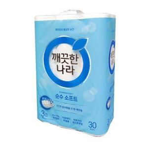 깨끗한나라 순수 소프트 롤 화장지 3겹 30m 30롤 (WFI8ZC0)