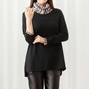 까르죠아 루즈핏 폴라 롱 티셔츠 빅사이즈 가을 겨울 여성 블라우스 엄마옷 중년 의류