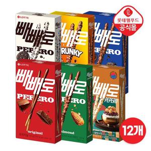 [롯데] 빼빼로 6종 12개 세트(초코/팥빙수/크런키/아몬드 외)