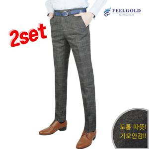 [필골드]2종세트  남성 모직체크노턱정장바지  K700nK703
