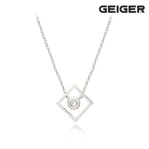 [가이거] 사각 큐빅 포인트 실버 목걸이 GISVNN015