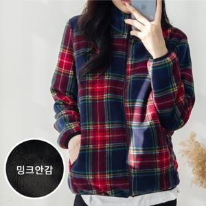 간절기 히트상품★기모안감 체크 폴라 점퍼 융기모 후리스