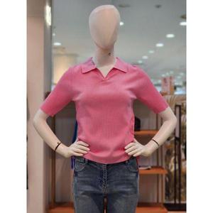갤러리아_[SI][25S/S] 카라 사이드 셔링 반팔 니트 (SAUCD29240)