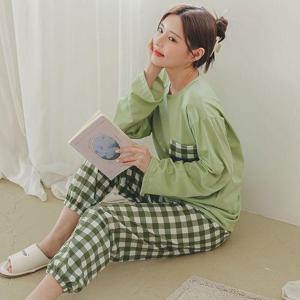 [버블돌]패밀리 긴팔 봄가을 여성 잠옷 투피스 파자마 4colors