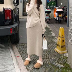 여름데일리룩 롱스커트 허리밴딩 울소재 겨울 모직 롱치마 긴치마