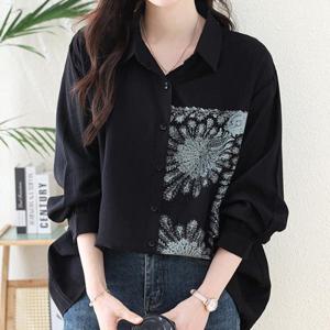 [패션시그널] 루즈핏 하프프린팅 셔츠블라우스 C2680F