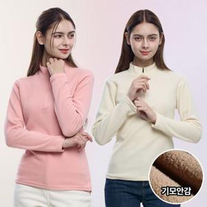 이지바이 마시멜로 여성 기모 집업티 부드러운 양면 기모 집업 긴팔 티셔츠(AY12LT049W)