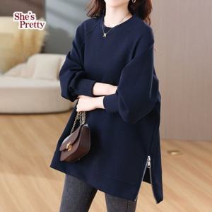 [쉬즈프리티] 인디사이드집업롱맨투맨 L까지_여성맨투맨