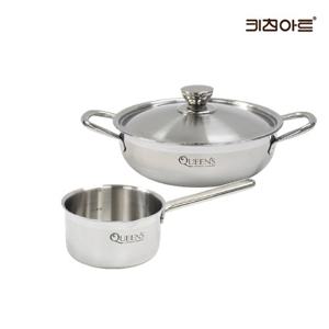키친아트 퀸즈 인덕션냄비 통3중 304스텐 냄비세트 2종H 편수14+전골24