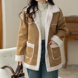 [블랙퀸] 라멜토 스웨이드 안감퍼 하프코트 blk004068