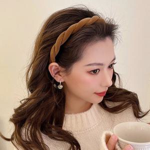 [루즈루나] 리얼 벨벳 두줄 꽈배기 와이드 꼬임 머리띠 헤어밴드
