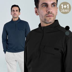 [1+1][시즌오프] 솔리드 하프넥 반집업 스포츠 긴팔 티셔츠 MVT5367