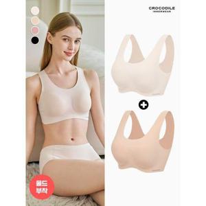 [크로커다일 이너웨어]라이크라 쉘론 데일리 몰드부착 U넥 감탄브라 1+1 택1
