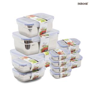 [BJ] 키친아트 피앙세 304스텐 반찬통 밀폐용기 사각 12종 (1호 4개+2호 3개+3호 2개+4호+5호+6호)
