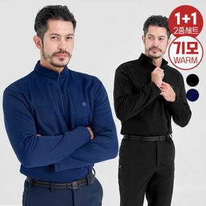 [1+1][기모안감] 남성 반집업 플리스 티셔츠 MVT3418