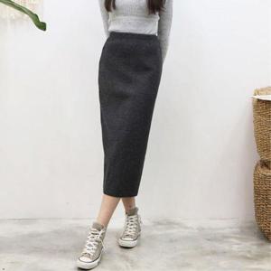 여자 의류 이쁜 겨울 롱니트 스커트 차콜 패션 웨어 (W4F648C)