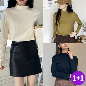 [ 시노코] 1+1 여성 마일드 피치기모 반폴라 티셔츠 6color