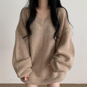 나바바 / NK3285 포근 루즈핏 브이넥 긴팔 니트 스웨터