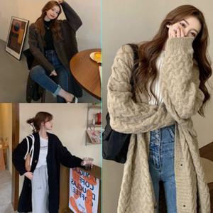 썸앤 여성 가을 겨울 아우터 멋스런짜임 날씬 롱가디건 (W9826AB)