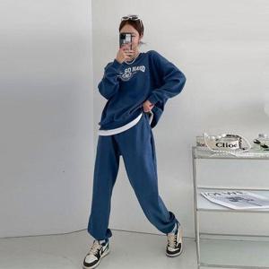 [유야]77까지 면 나염 레이어드 배색 맨투맨 조거팬츠 트레이닝 세트 츄리닝 셋업 -PST0117H- 빅사이즈 ..