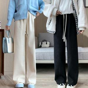 여자데일리룩 겨울 여성 핫 기모 코듀로이 와이드 밴딩 팬츠 바지