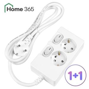[홈365] 1+1 국산 개별멀티탭 2구 1.5m / 16A 접지 멀티콘센트