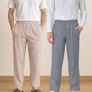 남성 기모 파자마 바지 겨울 수면바지 체크 일자핏 따뜻한 홈웨어