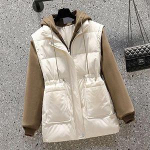 [휴드]후디드 앤 레이어드 조임라인 패딩 자켓 2color