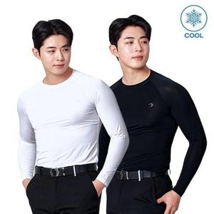 TS스포츠 남성 골프웨어 이너웨어 기능성 자외선차단 냉감 쿨티셔츠 UV차단 쿨링 레이어 이너티-라운드넥