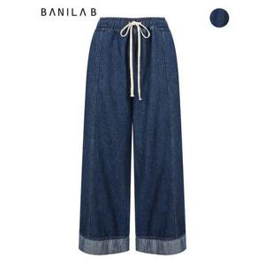 [바닐라비]사이드핀턱 밴딩 턴업 데님 와이드팬츠
