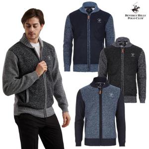 [비버리힐스폴로클럽]비버리힐스폴로클럽 남성 배색 니트집업 4컬러 택1