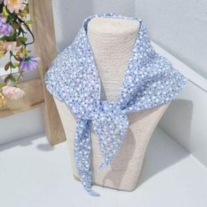 [애슬릿] 여성 꽃 아사면 짧은 미니 쁘띠 목 스카프