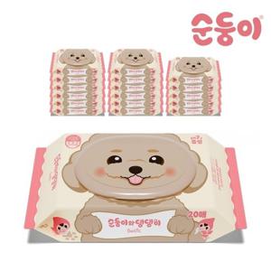 순둥이 댕댕이 강아지 물티슈 베이직 휴대 캡형 20매 18팩