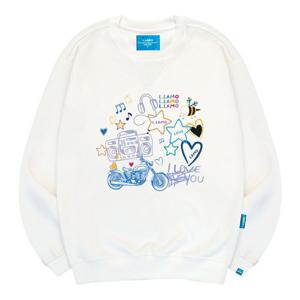 엘라모 기모M 아이러브뮤직 맨투맨 남녀공용 빅사이즈 S~4XL