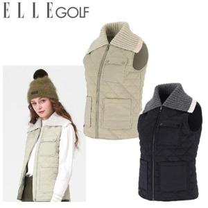 [엘르골프]여성 다이아몬드 퀼팅 니트 포인트 패딩 베스트 6J81451_DJ