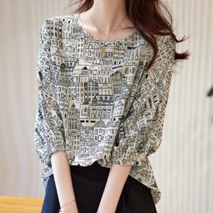 [블랙퀸] 포트푸 아키 라운드블라우스 blk003442