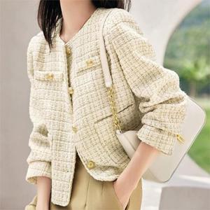 [패션시그널] 라운드 금장버튼 양포켓 트위드 자켓 452086