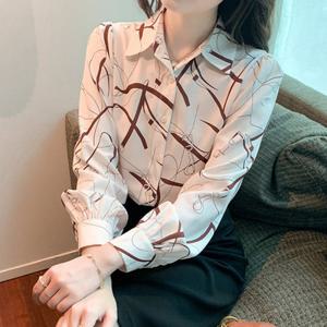 나바바 / NB975 여성 레트로 프린팅 쉬폰 데일리 셔츠