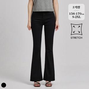 포레스트핏 / 2기장 스판 코튼 부츠컷 블랙진 (P2523)