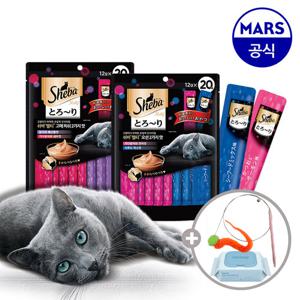 쉬바 멜티 2가지맛 3팩 골라담기(총60p)+고양이 낚시대+베베숲물티슈1팩