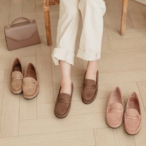 스티치 여성 페니로퍼 스웨이드 겨울 털 단화 AB643