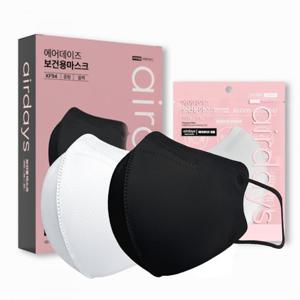 에어데이즈 KF94 블랙 화이트 새부리 마스크 중형 100매