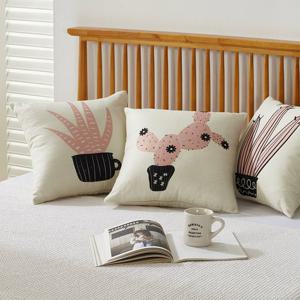 러프 소파 쿠션커버 45x45 핑크선인장 2P