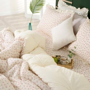 순수 60수 아사순면 꽃무늬 프릴 차렵패드세트K 핑크